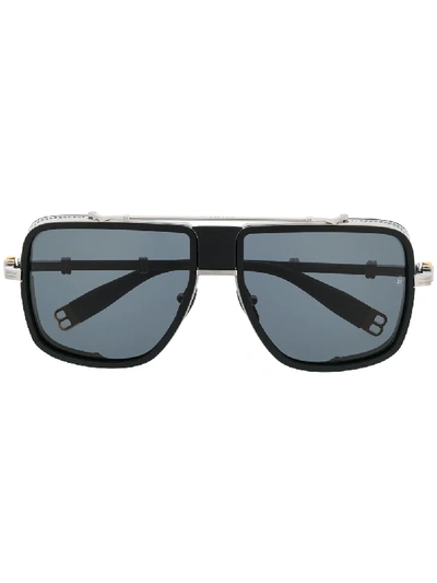Shop Balmain Eyewear X Akoni Side Shield Sunglasses In Silver