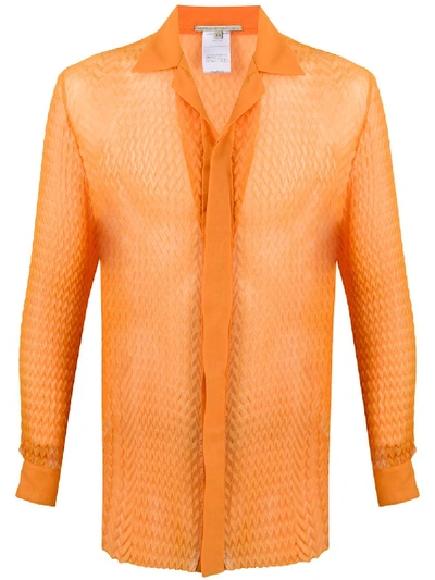 Shop Marco De Vincenzo 3d Effect Textured Shirt In Orange