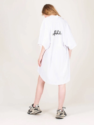 Shop Off-white Draped Mini Tee Dress White Black