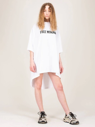 Shop Off-white Draped Mini Tee Dress White Black