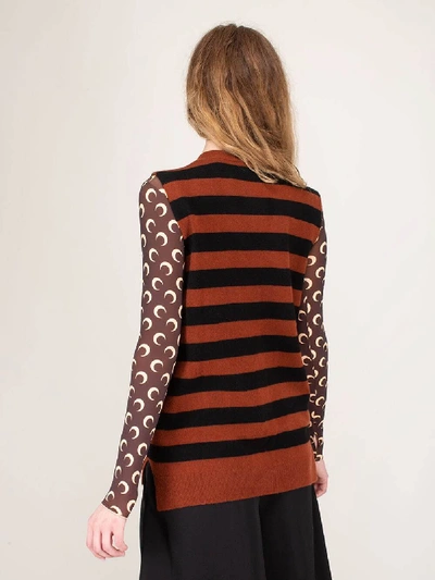 Shop Ganni Vest Striped Cashmere Toffee In Mixed