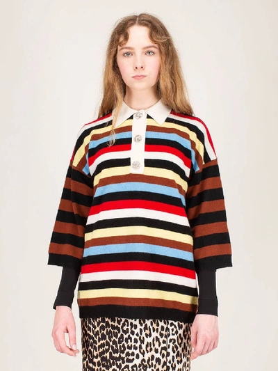 Shop Ganni Cashmere Multicolor Sweater In Mixed