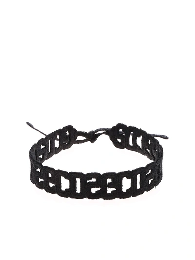 Shop Gcds Crochet Logo Ankle Bracelet In Nero