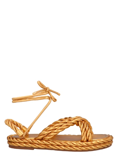 Shop Valentino The Rope Shoes In Gold