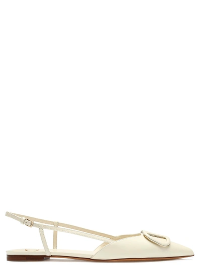 Shop Valentino Vlogo Slingback Baller Flat In White