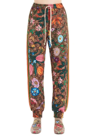 Shop Gucci Gg Supreme Flora Sweatpants In Multicolor