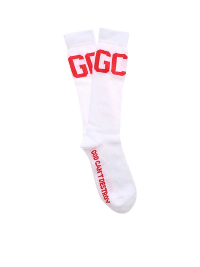 Shop Gcds Macro Basic Logo Socks In Bianco