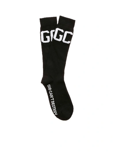 Shop Gcds Macro Basic Logo Socks In Nero