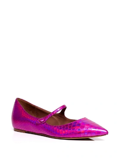 Shop Tabitha Simmons Embossed Iridescent Flats In Pink