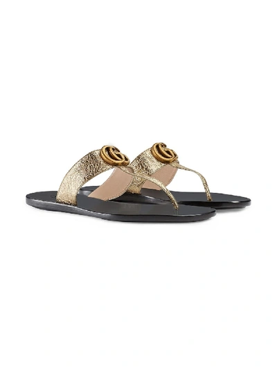 Shop Gucci Gg Leather Thong Sandals