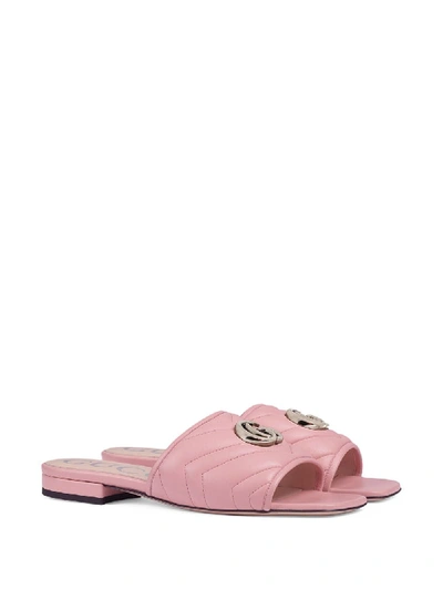 Shop Gucci Marmont Leather Sandals In Pink