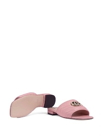 Shop Gucci Marmont Leather Sandals In Pink