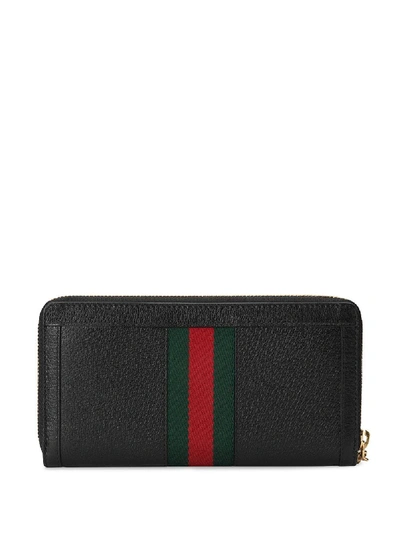 Shop Gucci Ophidia Leather Continental Wallet In Black