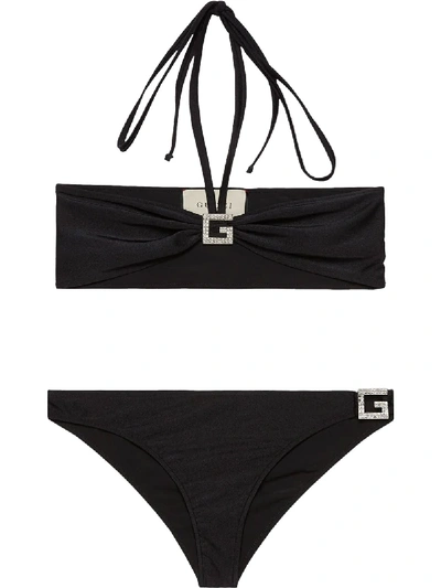 Shop Gucci Gg Crystal Bikini In Black