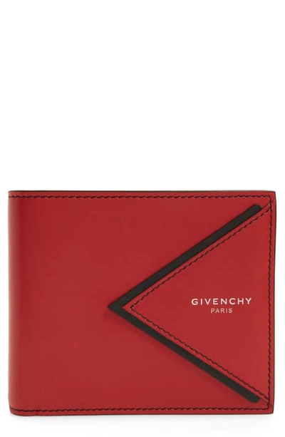Shop Givenchy V-shape Bifold Leather Wallet In Red/ Black