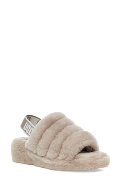 Shop Ugg Fluff Yeah Genuine Shearling Slingback Sandal In Goat