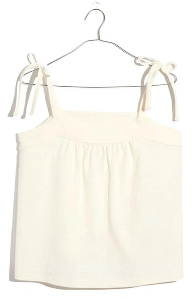 Shop Madewell Crosshatch Tie Strap Tank In Bright Ivory