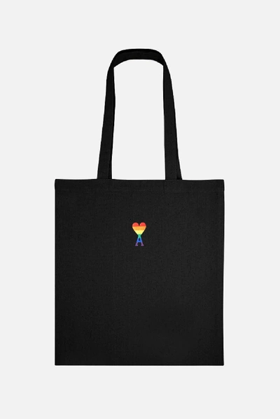 Ami Alexandre Mattiussi Rainbow Ami De Coeur Tote Bag In Black | ModeSens