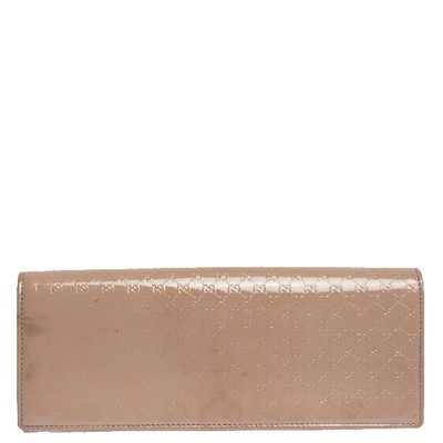 Pre-owned Gucci Beige Nice Microssima Leather Broadway Clutch