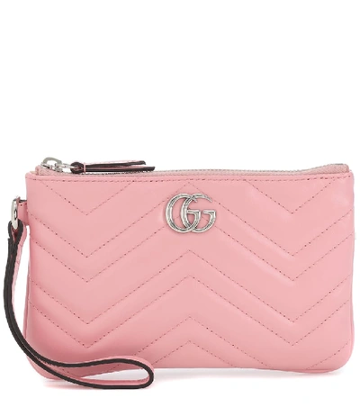 Shop Gucci Gg Marmont Small Leather Wrist Wallet In Pink