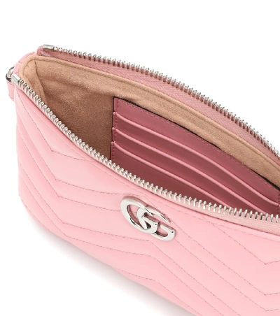 Shop Gucci Gg Marmont Small Leather Wrist Wallet In Pink