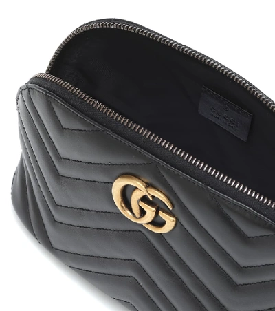 Shop Gucci Gg Marmont Medium Leather Cosmetics Case In Black