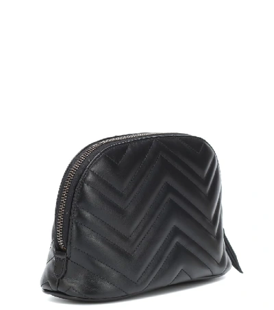 Shop Gucci Gg Marmont Medium Leather Cosmetics Case In Black