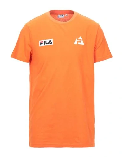 Shop Fila Man T-shirt Orange Size S Polyester, Cotton