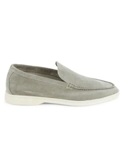 Shop Loro Piana Summer Walk Suede Loafers In Grey