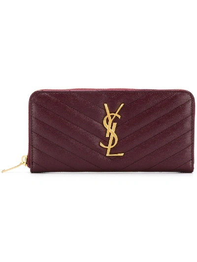 Shop Saint Laurent Leather Wallet In Red
