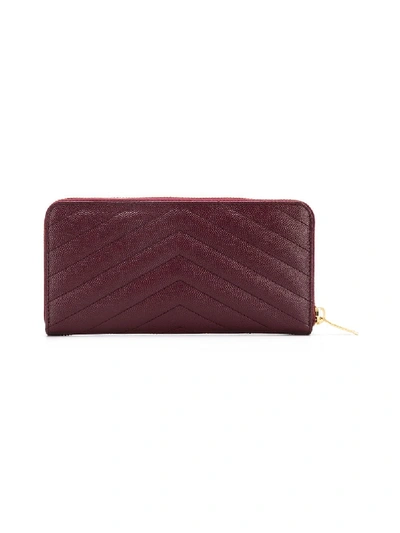 Shop Saint Laurent Leather Wallet In Red