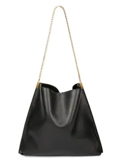 Shop Saint Laurent Suzanne Leather Hobo Bag In Nero
