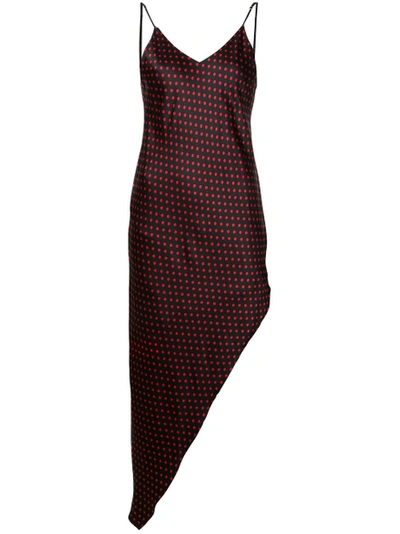 Shop Amiri Asymmetrical Dot Silk Dress