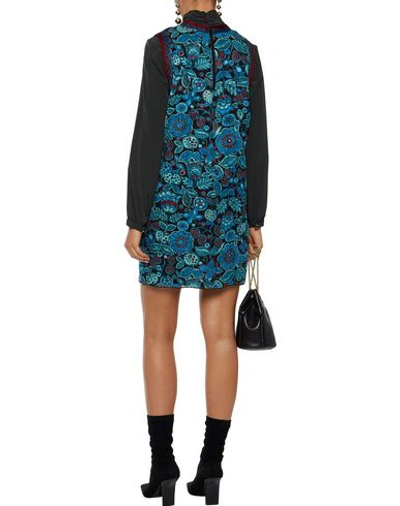 Shop Anna Sui Short Dress In Slate Blue