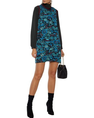 Shop Anna Sui Short Dress In Slate Blue