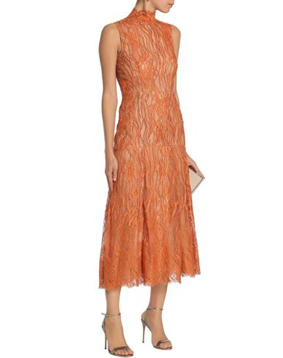 Shop J Mendel 3/4 Length Dresses In Apricot