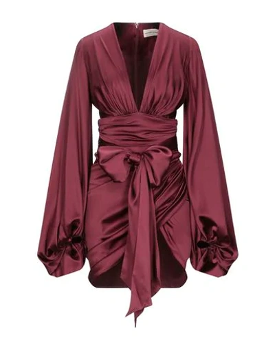 Shop Alexandre Vauthier Woman Short Dress Burgundy Size 2 Silk, Elastane, Viscose In Red