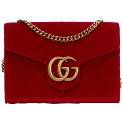 Shop Gucci Women's Cross-body Messenger Shoulder Bag  Gg Marmont Piccola In Red
