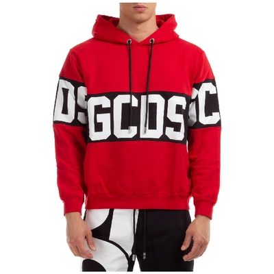 Gcds Band Logo Print Pullover Hoodie In Red