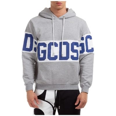 Shop Gcds Men's Hoodie Sweatshirt Sweat Band Logo In Grey