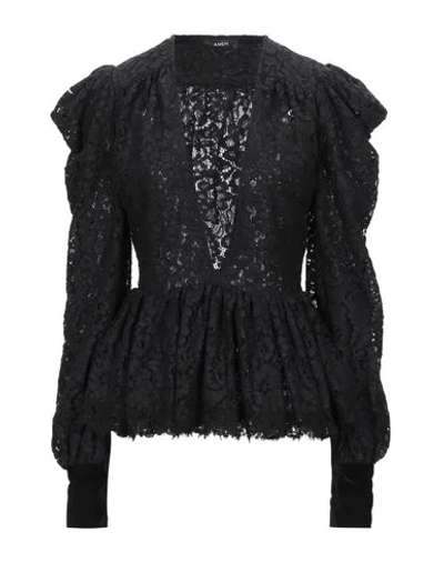 Shop Amen Woman Blouse Black Size 8 Cotton, Viscose, Polyamide, Polyester