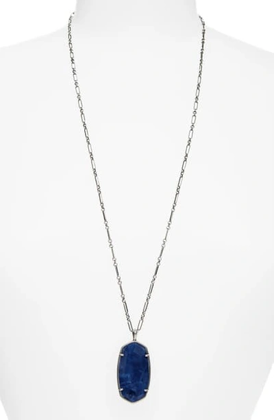 Shop Kendra Scott Reid Long Faceted Pendant Necklace In Vin Slv Navy Abalone