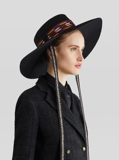 Shop Etro Embroidered Hat In Black