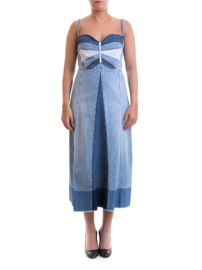 Shop Red Valentino Butterfly Patch Denim Dress In Light Blue