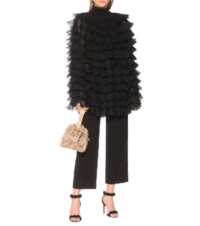 Shop Alaïa Ruffled Jacket In Black