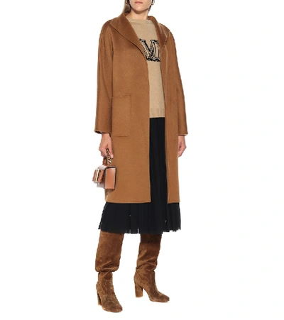Shop Max Mara Lilia Wrap Cashmere Coat In Brown