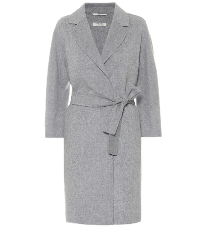 Shop Max Mara Arona Belted Virgin-wool Coat In Grey