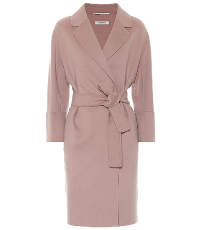 Shop Max Mara Arona Belted Virgin-wool Coat In Pink