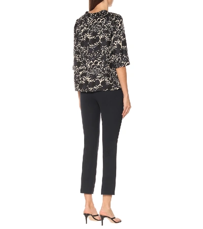 Shop Max Mara Veggia Floral Silk Top In Blue