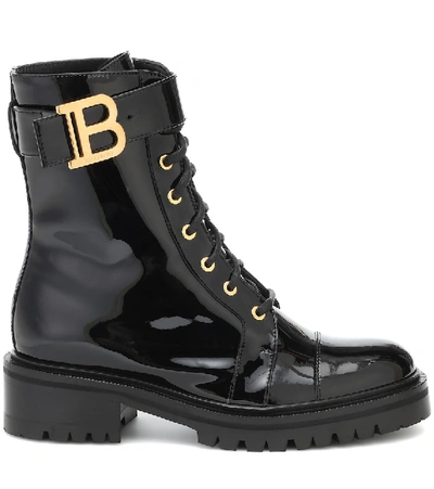 Shop Balmain Ranger Leather Combat Boots In Black